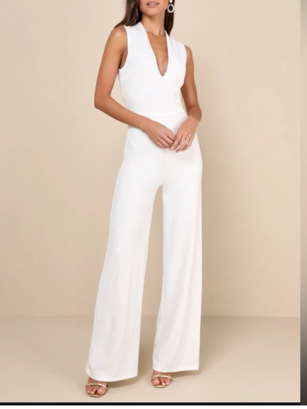 Lulu's White Cross Back Jumpsuit